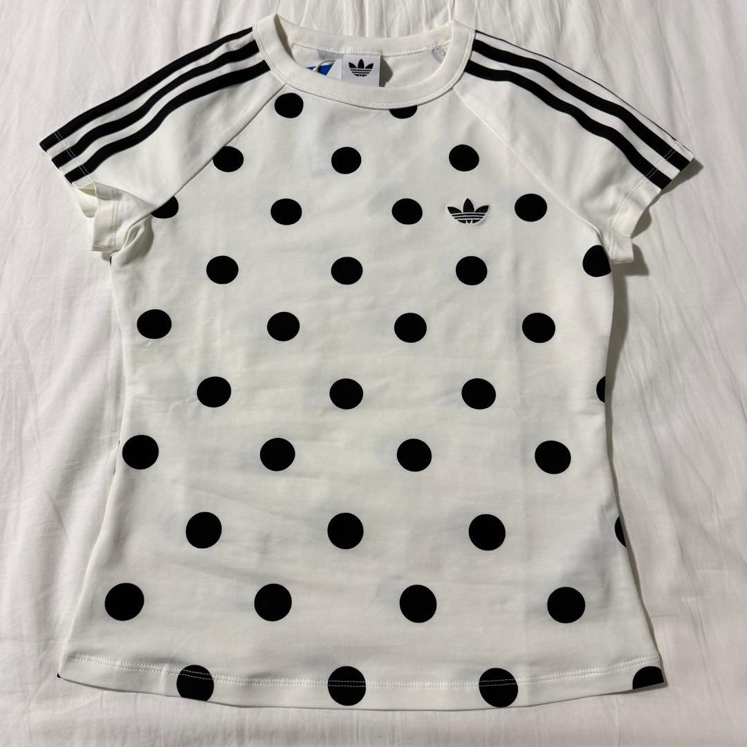 【Lサイズ】adidas ドット 水玉 半袖tシャツ 白 ホワイト