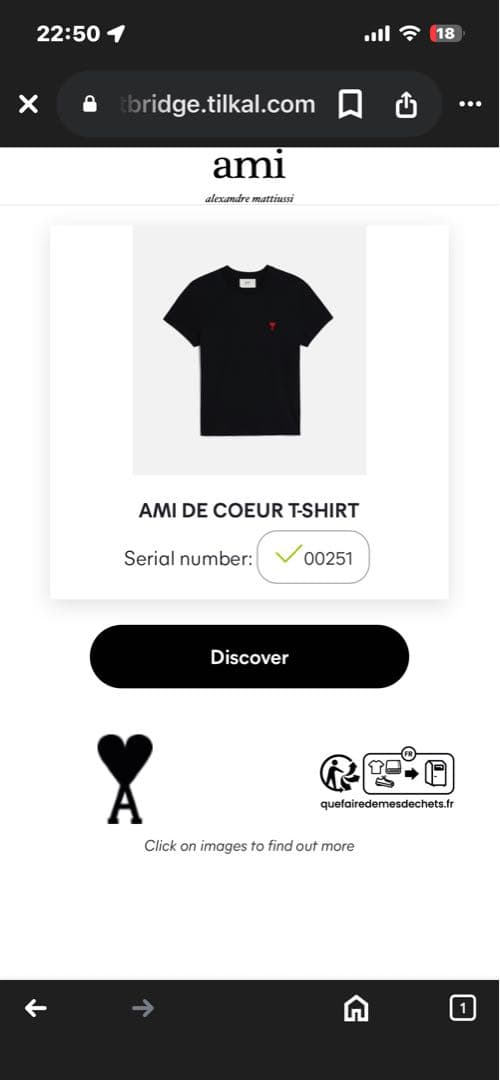 アミパリスTシャツ黒サイズS新品未使用タグ付き