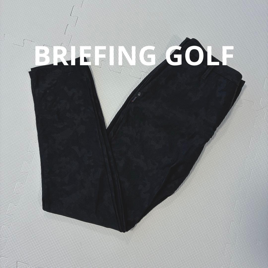 BRIEFING GOLFパンツ メンズ Mブラック 迷彩 カモフラ ストレッチ