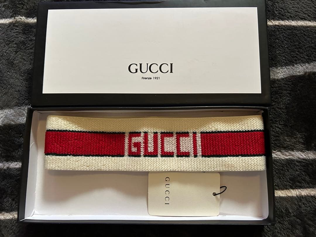 GUCCI ヘアバンド ホワイト レッド