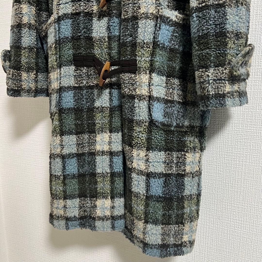 80's ボアフリース ダッフルコート / ヴィンテージ チェック 日本製 古着