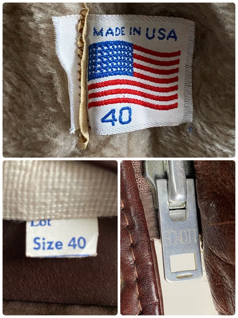 Schott 本革 A-2 G-1タイプ フライトジャケット 茶 40 USA製