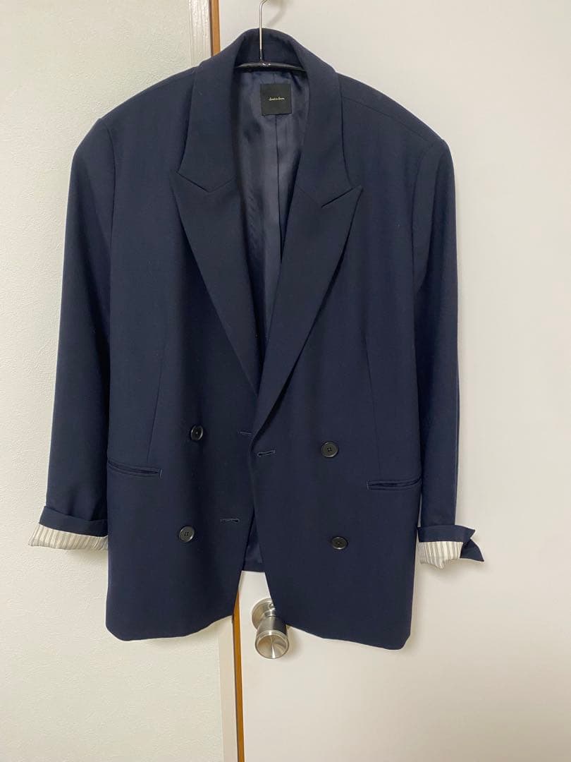 Spick&Span ウールブレンドダブルブレストジャケット38 ネイビー