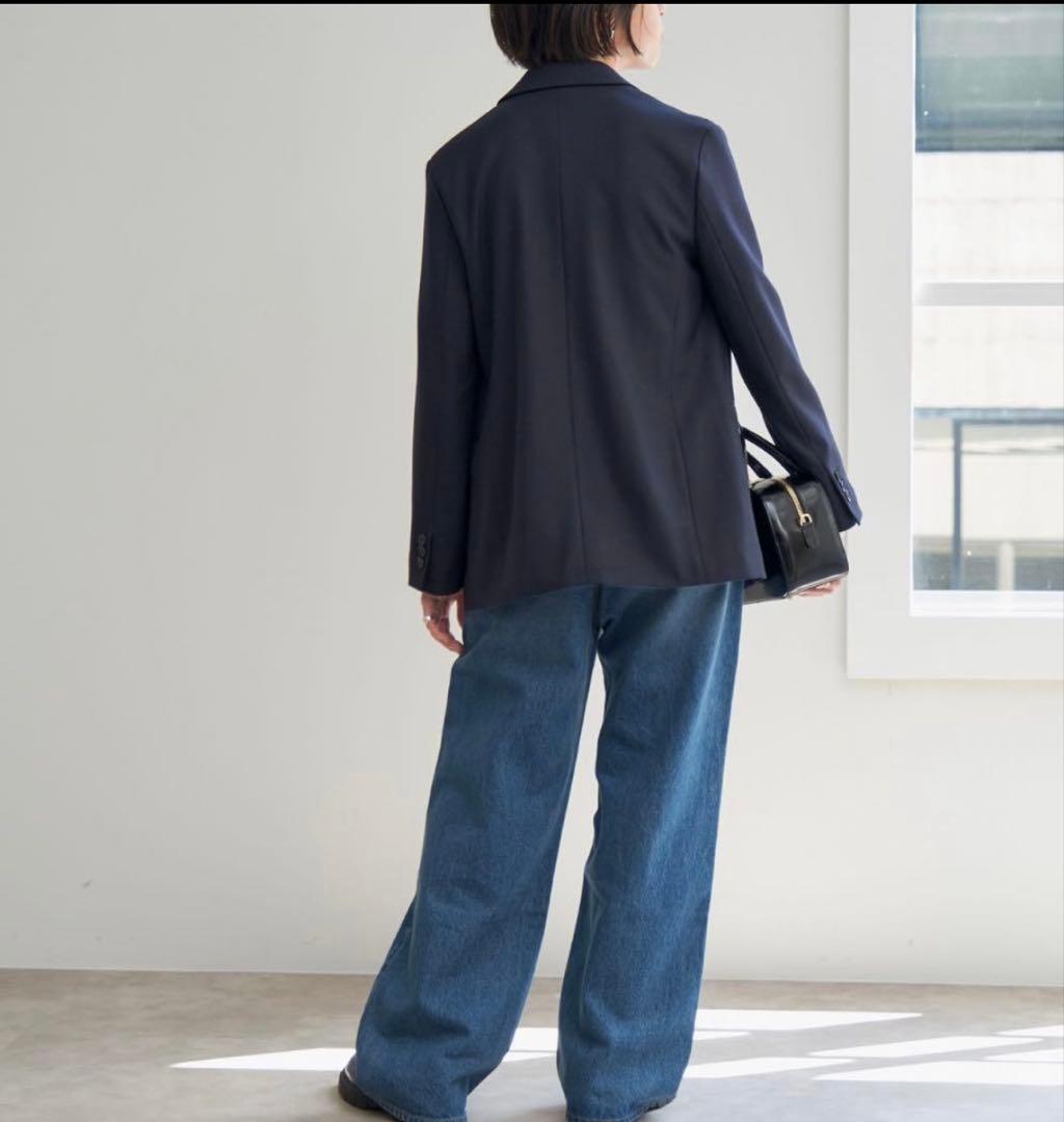 Spick&Span ウールブレンドダブルブレストジャケット38 ネイビー