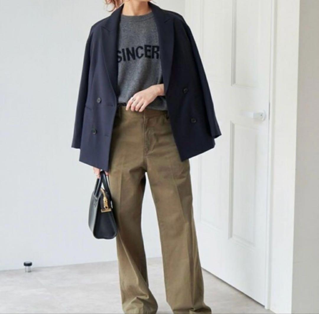 Spick&Span ウールブレンドダブルブレストジャケット38 ネイビー