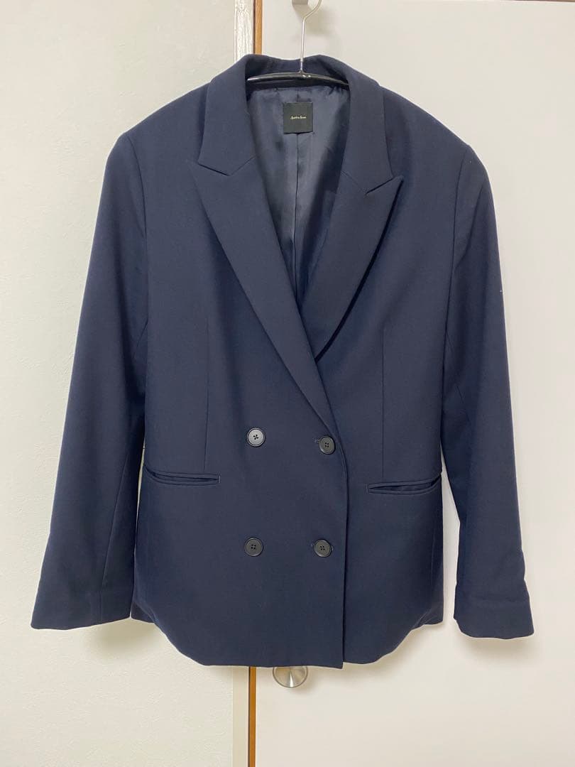 Spick&Span ウールブレンドダブルブレストジャケット38 ネイビー