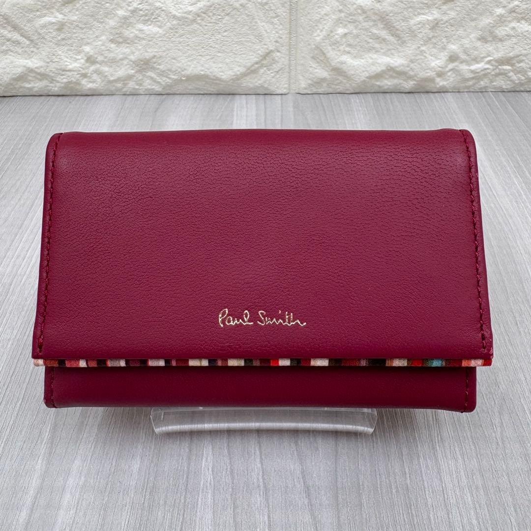 【極美品】ポールスミス　名刺入れ　カードケース　マルチカラー　レッド　箱つき