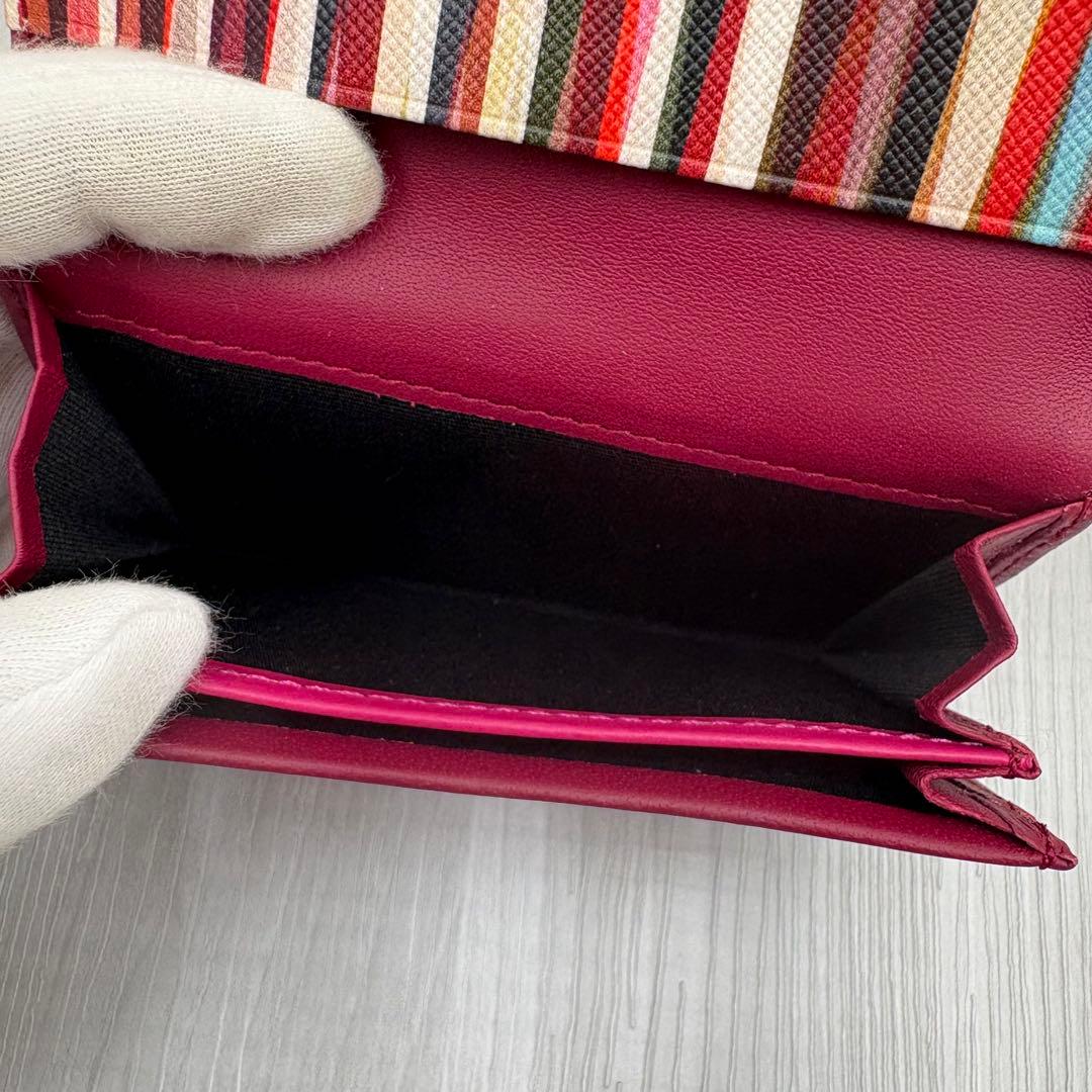 【極美品】ポールスミス　名刺入れ　カードケース　マルチカラー　レッド　箱つき