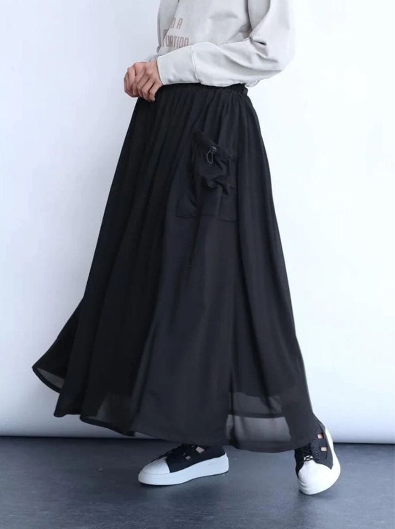 定価18000円◆新品タグ付き◆ヤマダヤ◆ポケットデザインシフォンスカート　黒