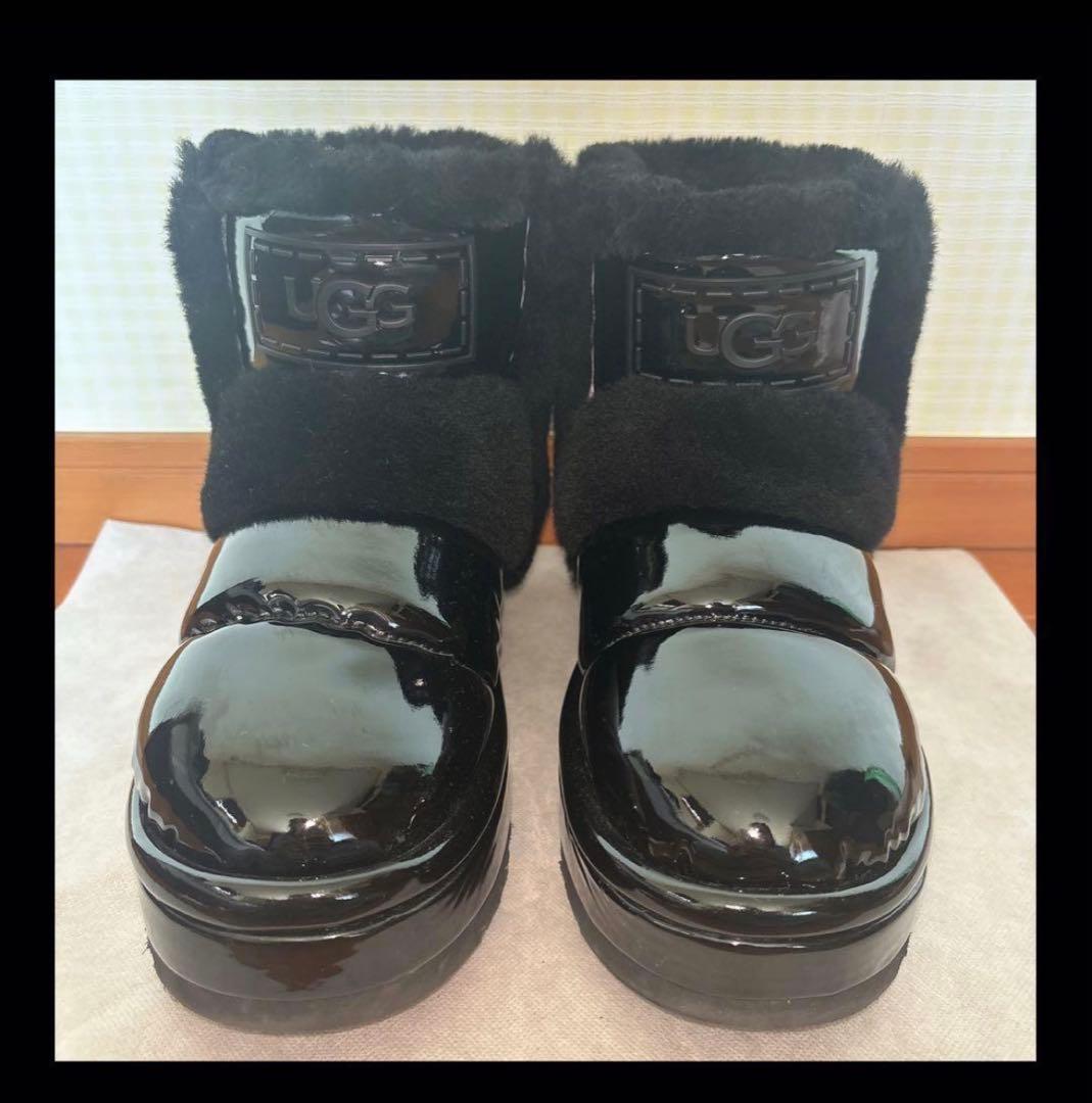 UGG ブーツ 黒 ムートンブーツ 厚底 ブラック 25cm