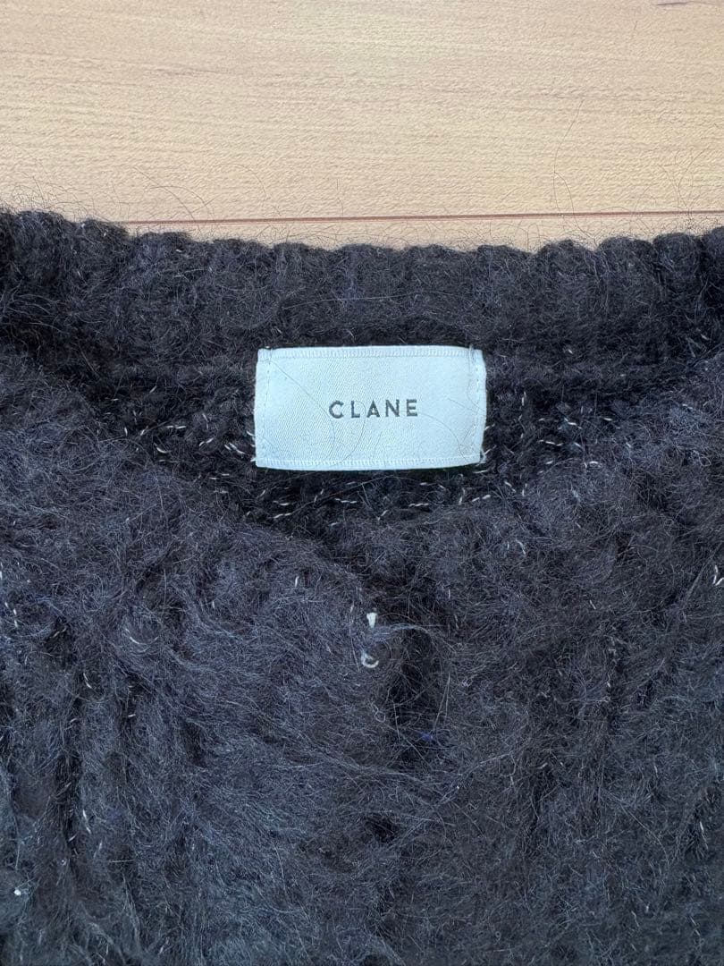 CLANE モヘア　シャギーカーディガン ニット クラネ ブラック モヘア