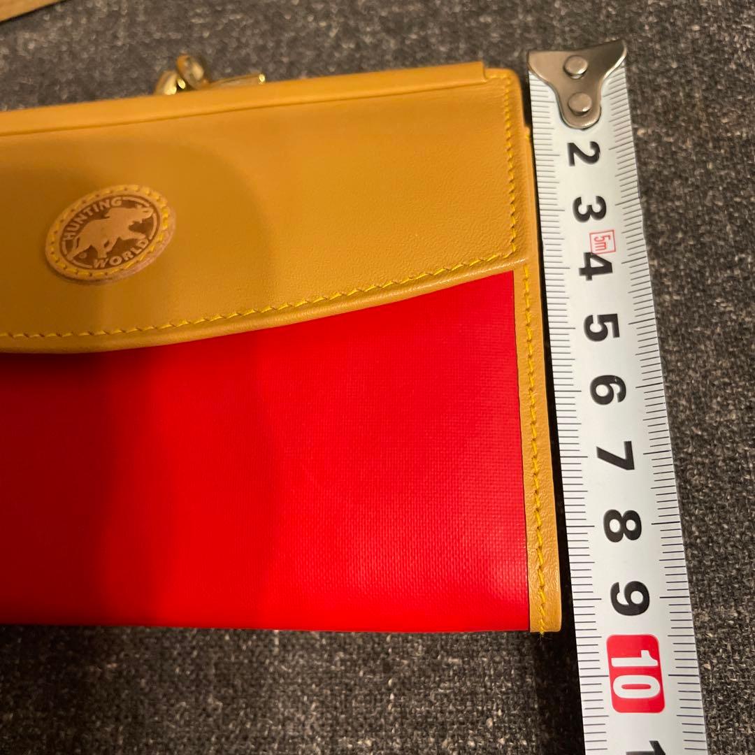 ハンティングワールド バチュークロス レッドナチュラル 二つ折りがま口財布　レア