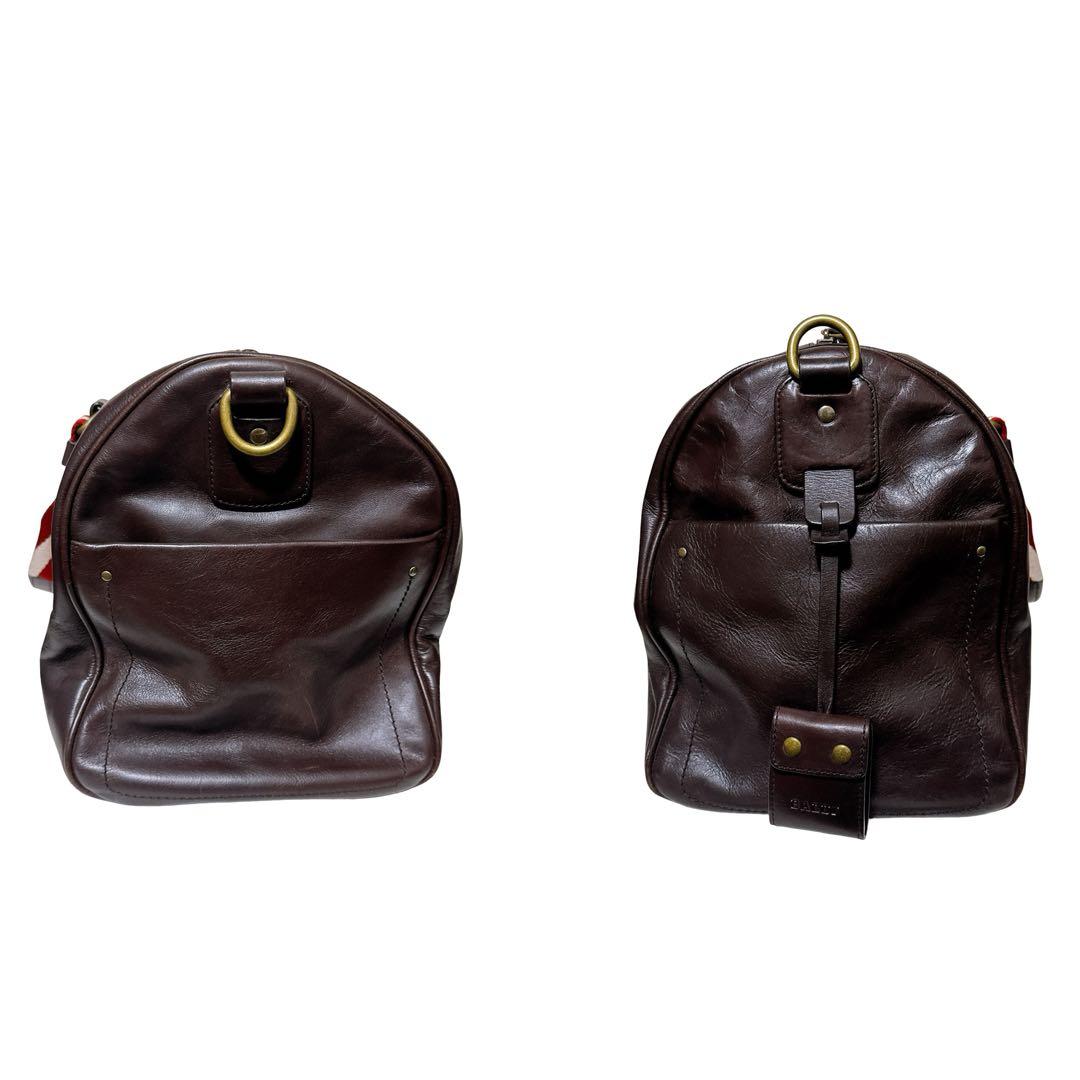 バリー 2WAY ボストンバッグ トラベルバッグ レザー ブラウン レッド