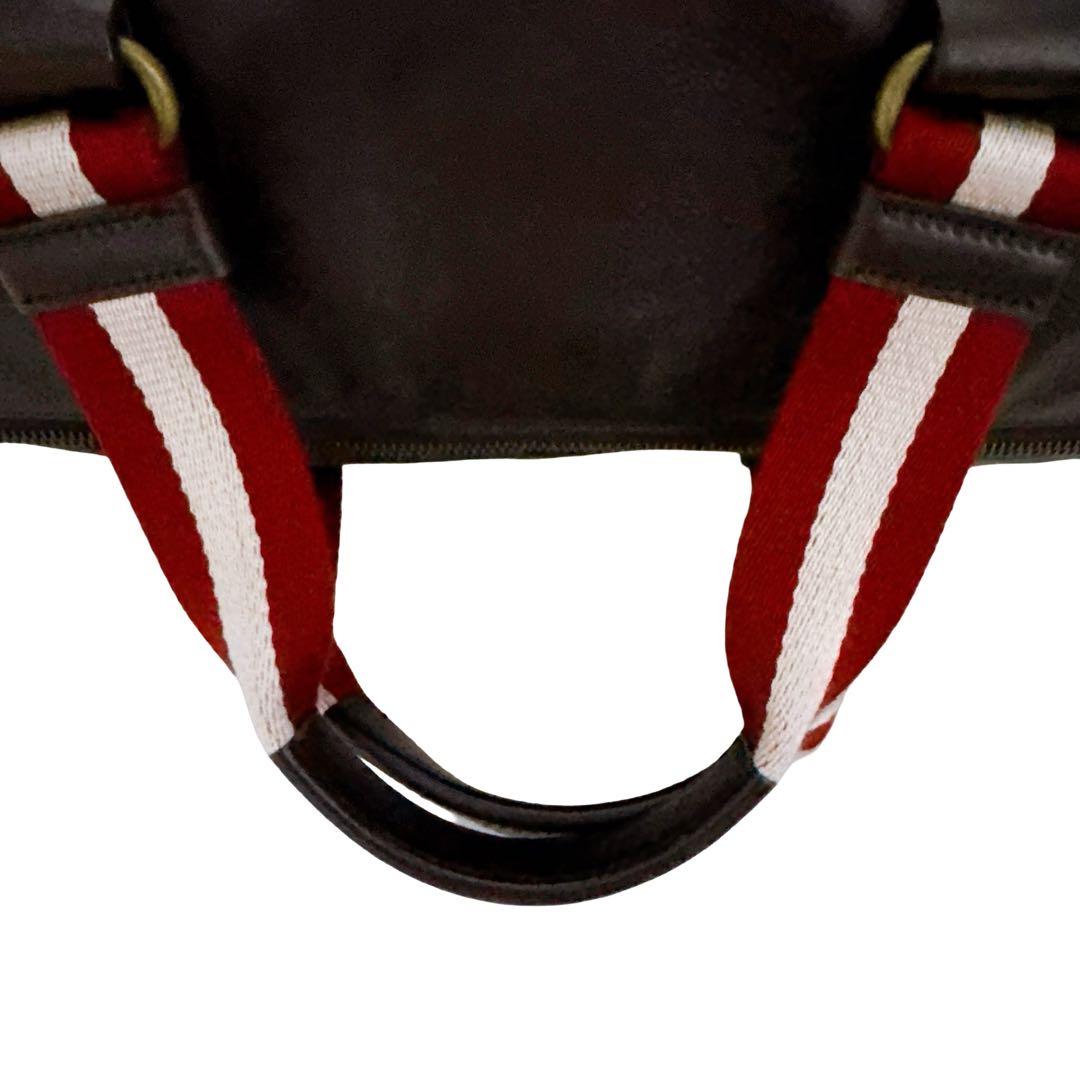 バリー 2WAY ボストンバッグ トラベルバッグ レザー ブラウン レッド