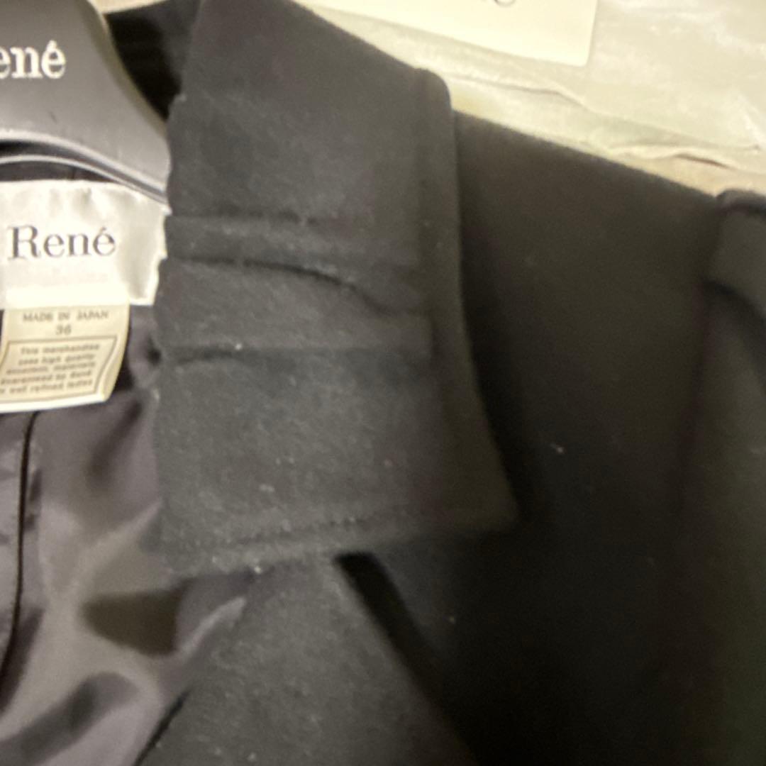 René ブラック ロングウール　コート