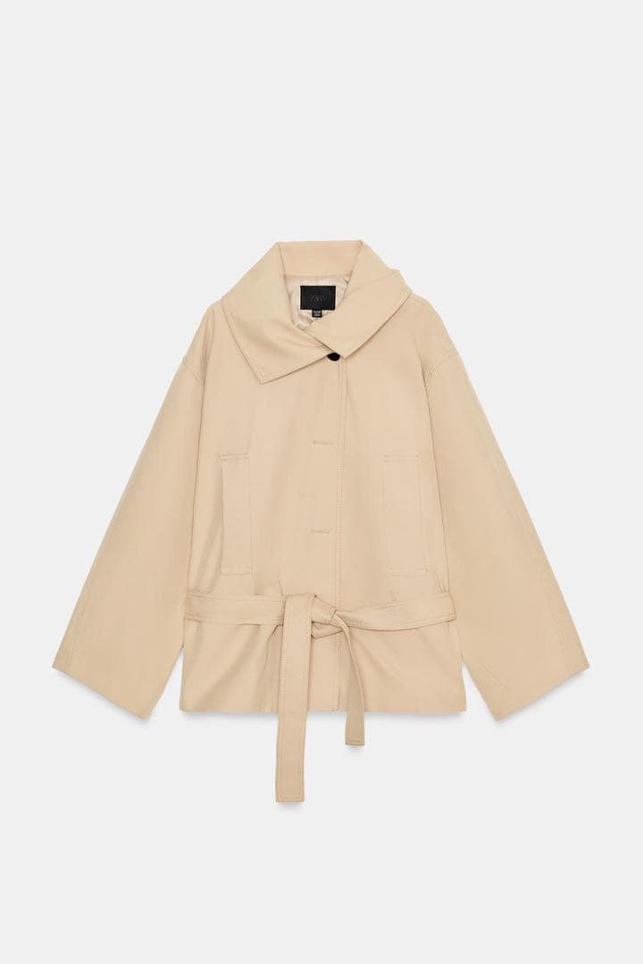 完売品ZARA ショートトレンチコートM-Lサイズ新品タグ付き