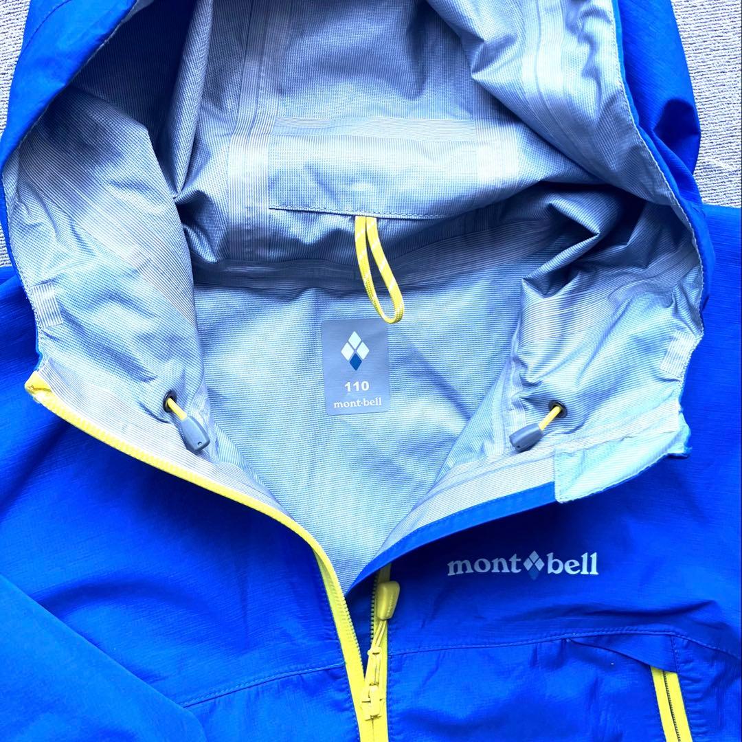 美品　mont-bell 110 青　レイントレッカー　レインウェア　フード付