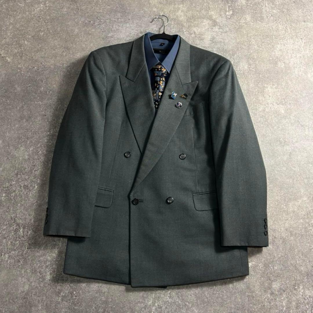【vintage】セットアップ ダブルスーツ シックグリーン