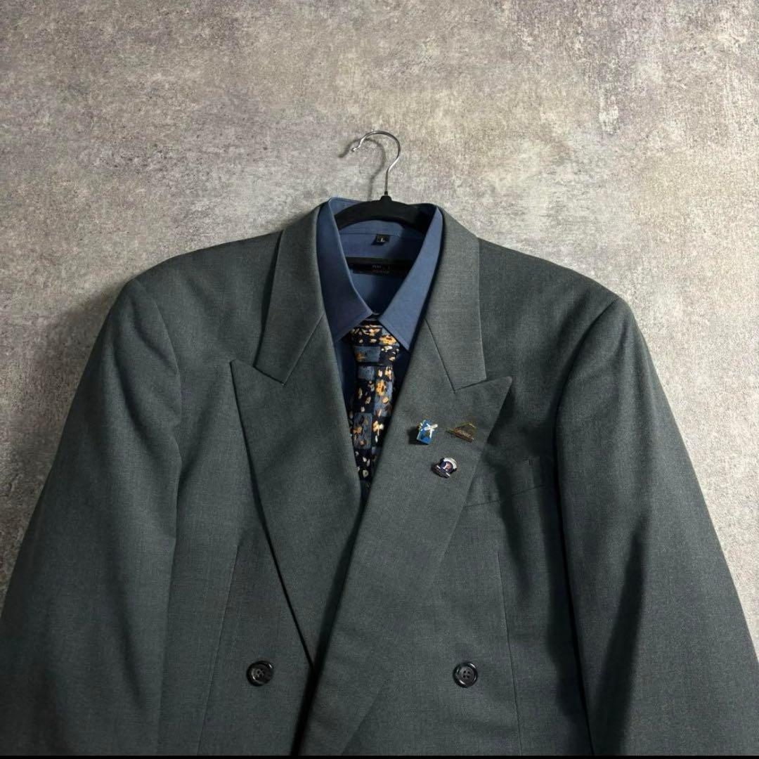 【vintage】セットアップ ダブルスーツ シックグリーン