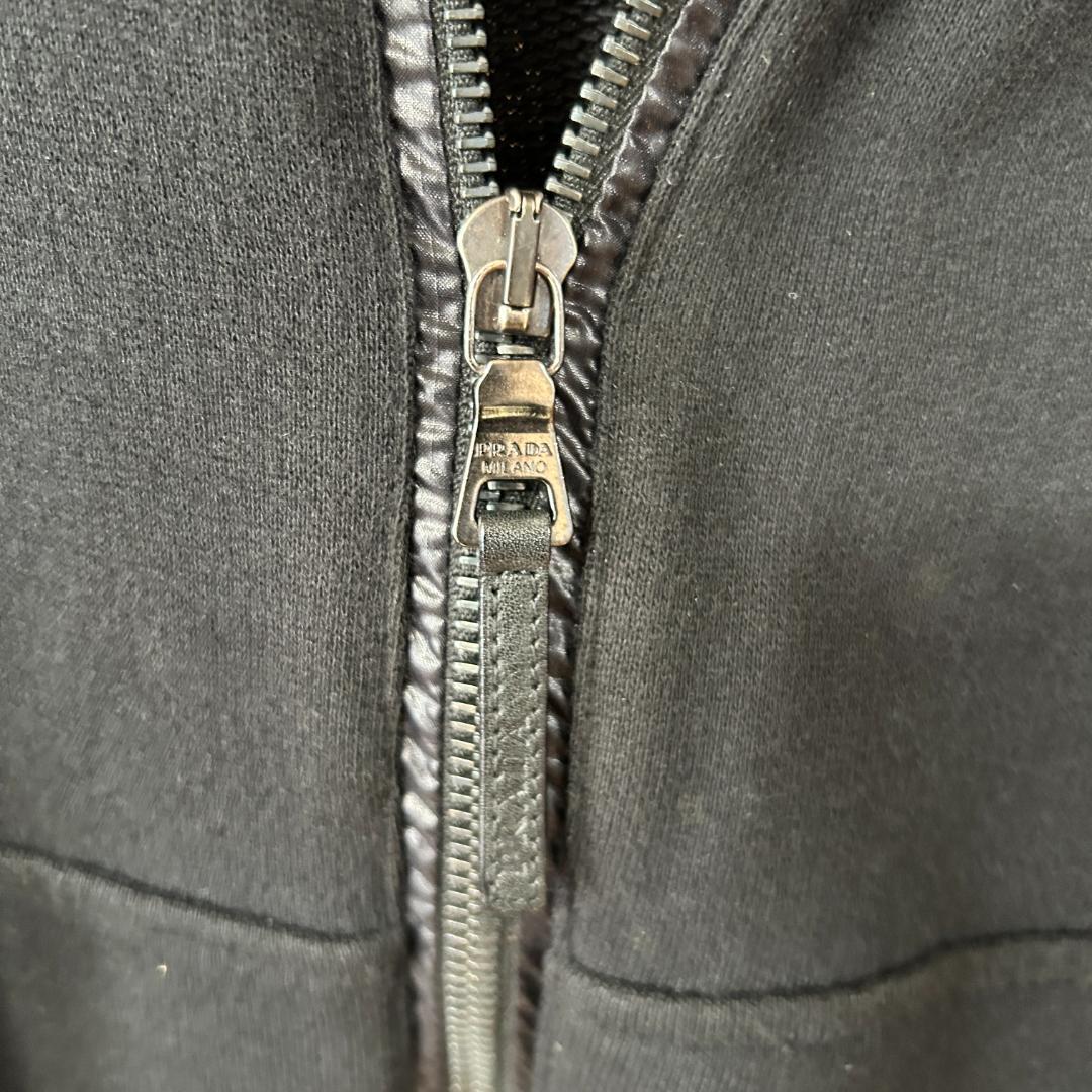 希少　PRADA SPORT　プラダ　バックロゴ　スウェット　ジップ　ベスト　黒