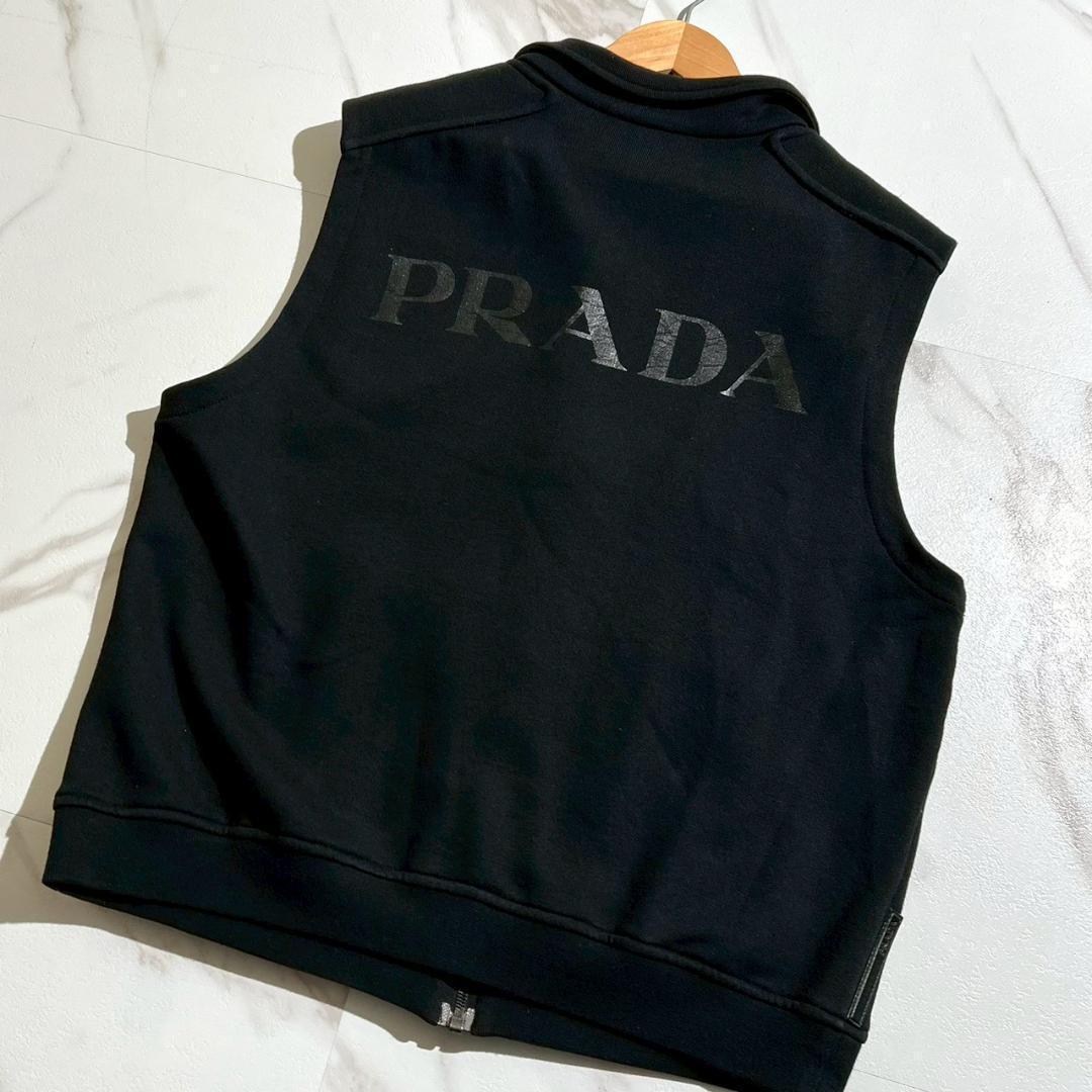 希少　PRADA SPORT　プラダ　バックロゴ　スウェット　ジップ　ベスト　黒