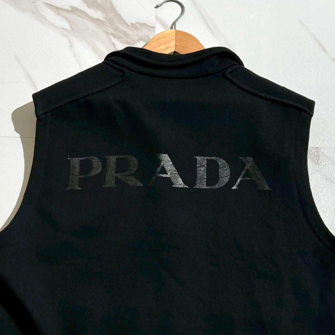 希少　PRADA SPORT　プラダ　バックロゴ　スウェット　ジップ　ベスト　黒