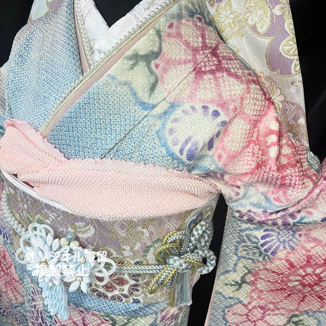 ■逸品■総絞り■菊花模様■古典正絹振袖フルセット■成人式結婚式■振袖一式