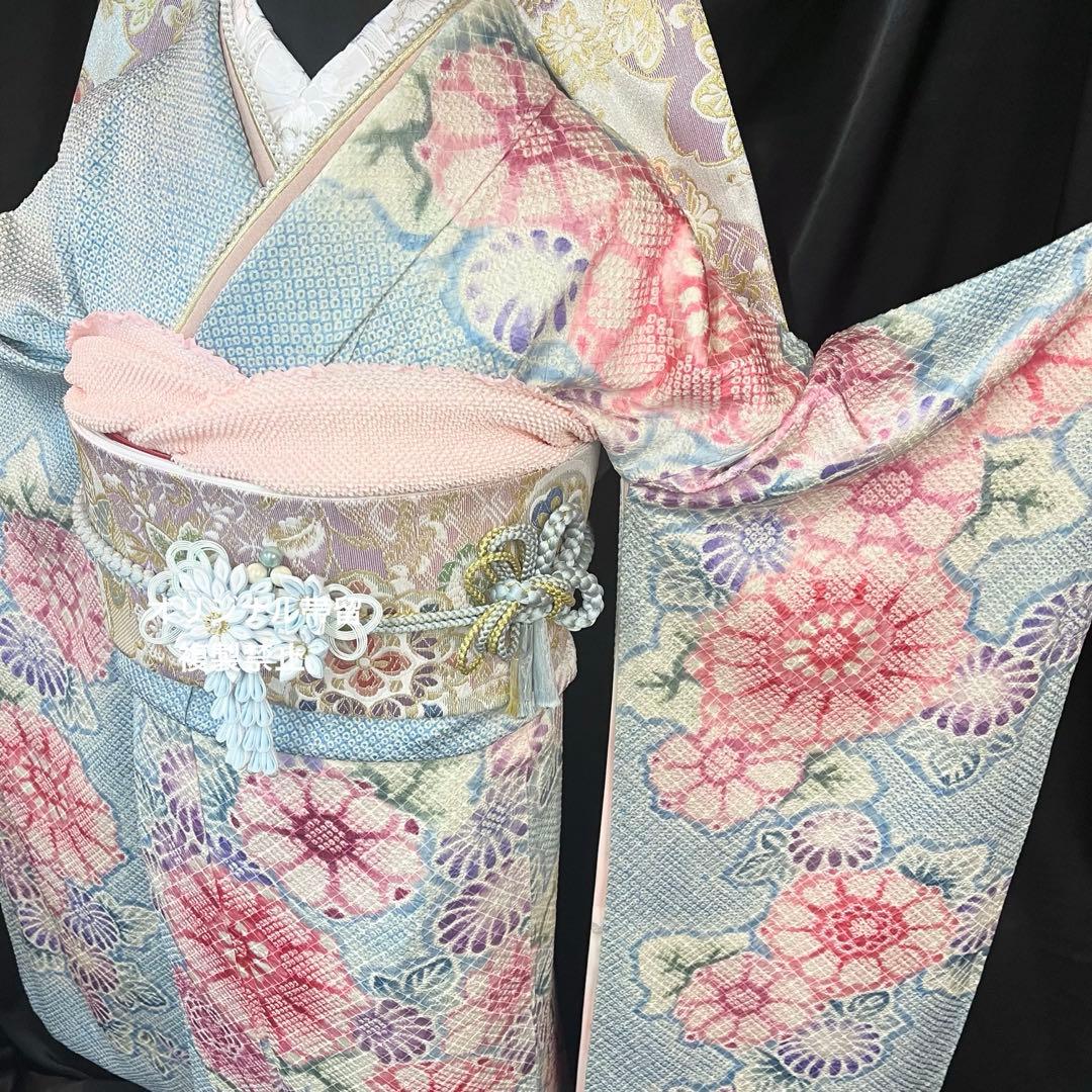 ■逸品■総絞り■菊花模様■古典正絹振袖フルセット■成人式結婚式■振袖一式