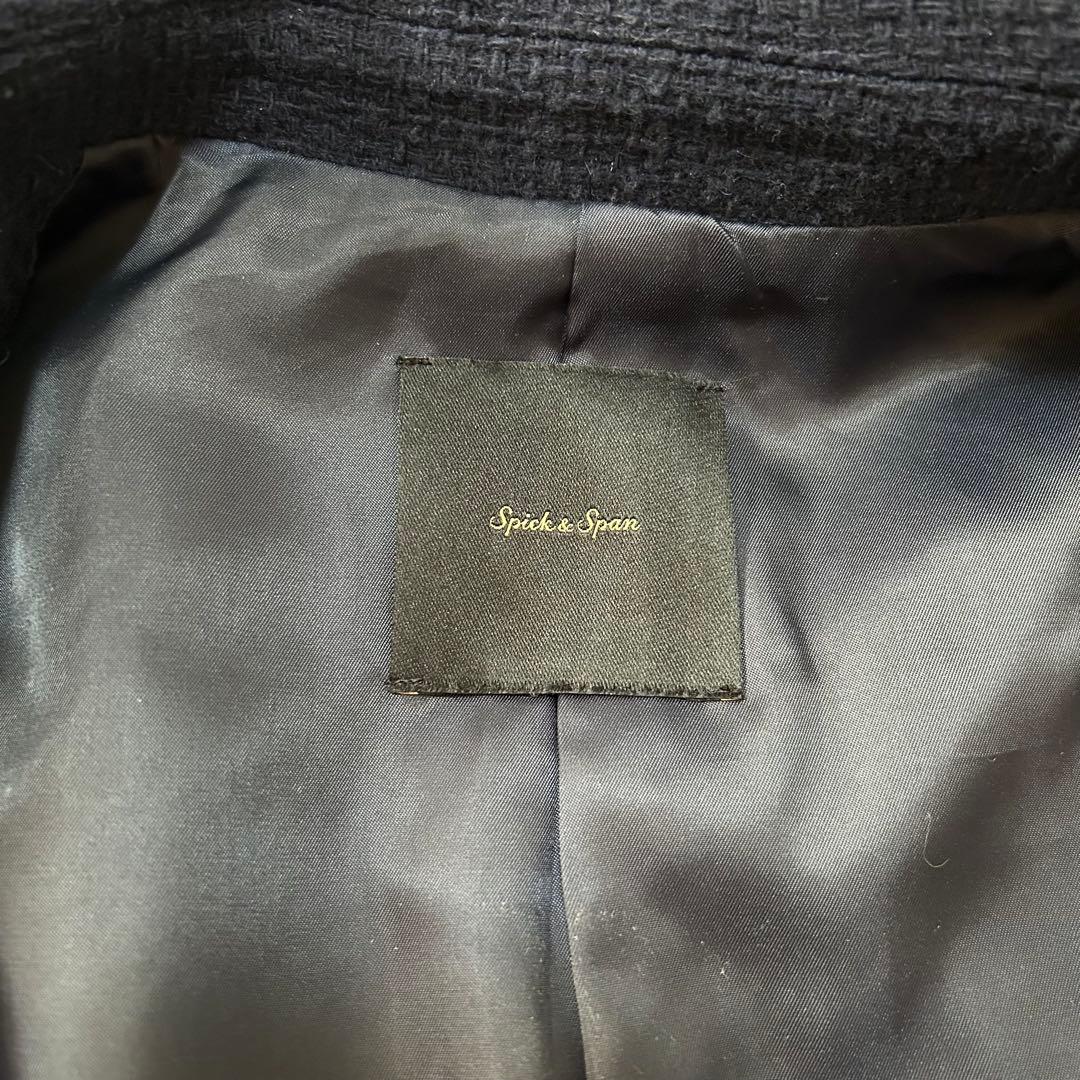 Spick & Span ツイードジャケット ダブル パールボタン ネイビー