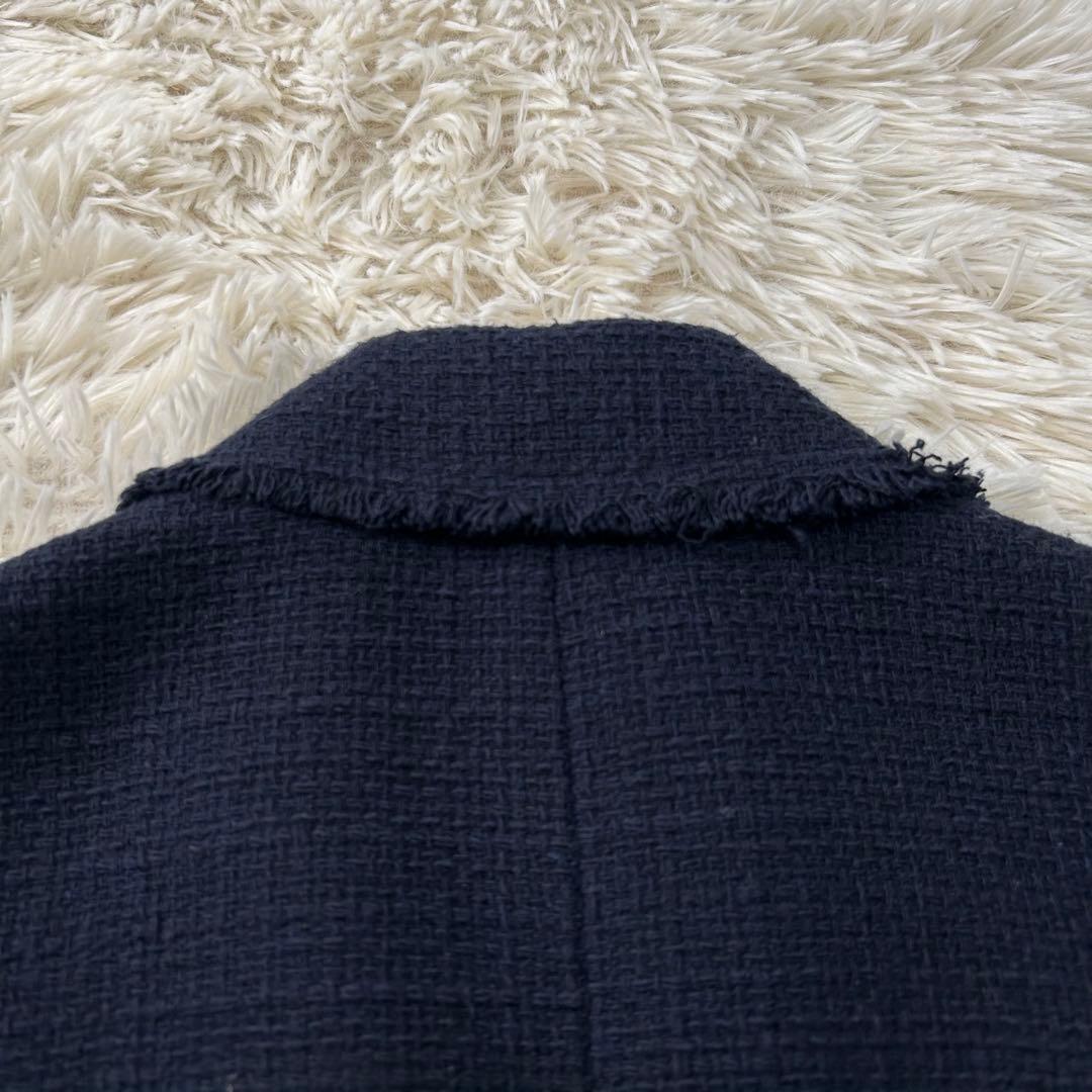 Spick & Span ツイードジャケット ダブル パールボタン ネイビー