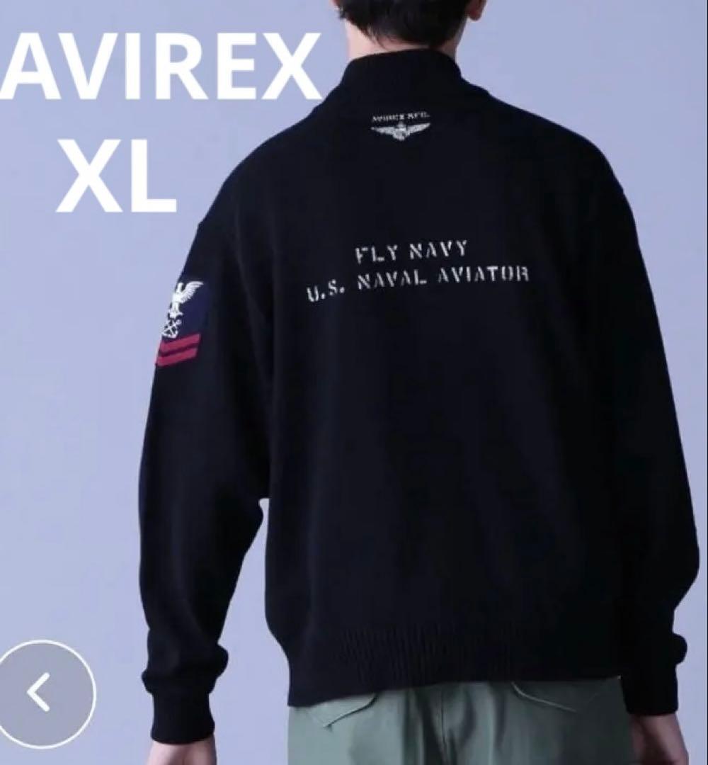 AVIREX XL ネイビー ニット ジャケット メンズ
