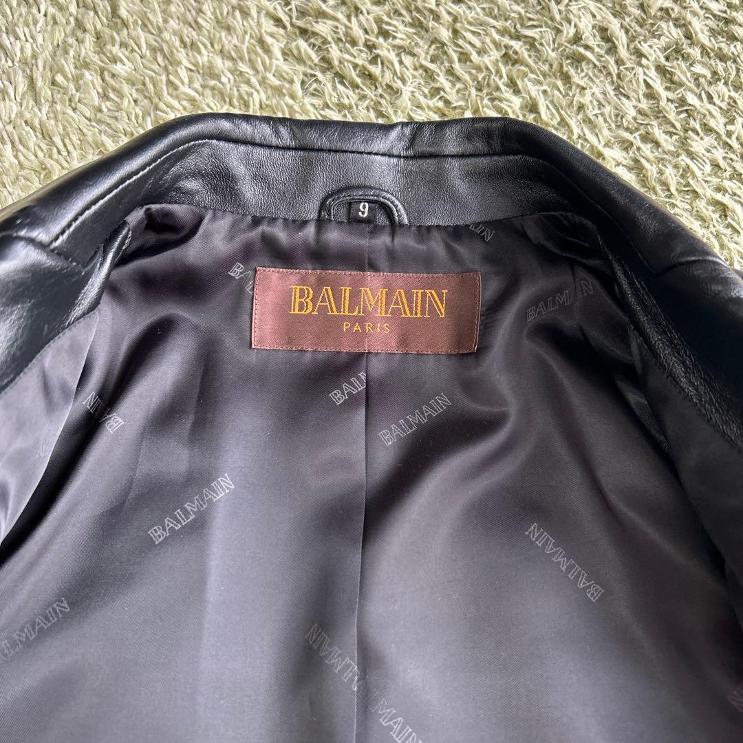 BALMAIN ブラック レザーテーラードジャケット