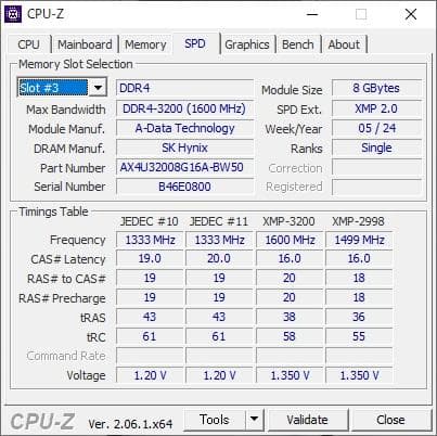 動作品 ADATA DDR4-3200 32GB 8GBx4 RGB XMP