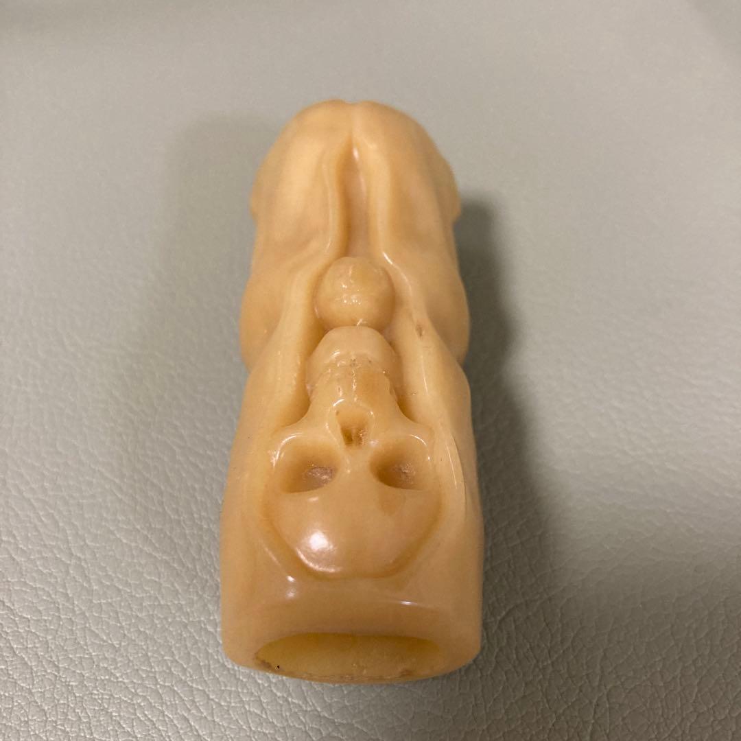 天然素材　骸骨　髑髏彫刻　置物　根付