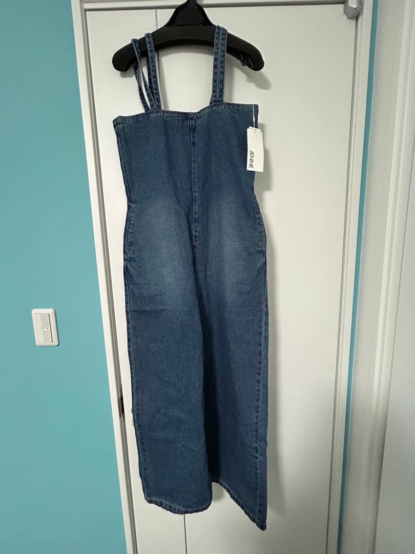 【タグ付き未使用】JENNEリラックスデニムサロペットS