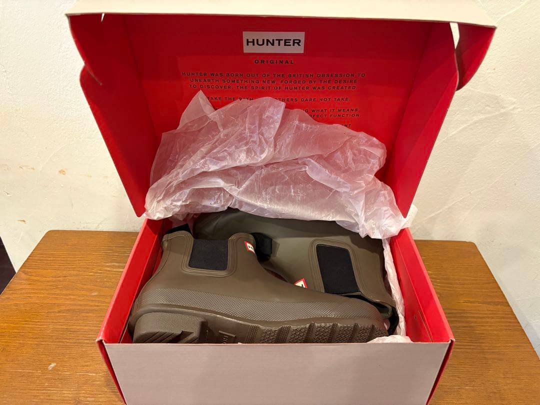 HUNTER グレー ショートレインブーツ