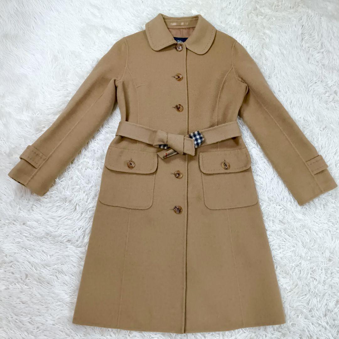 バーバリーロンドン　ロングコート　ノバチェック柄　ダブルフェイス　カシミヤ混