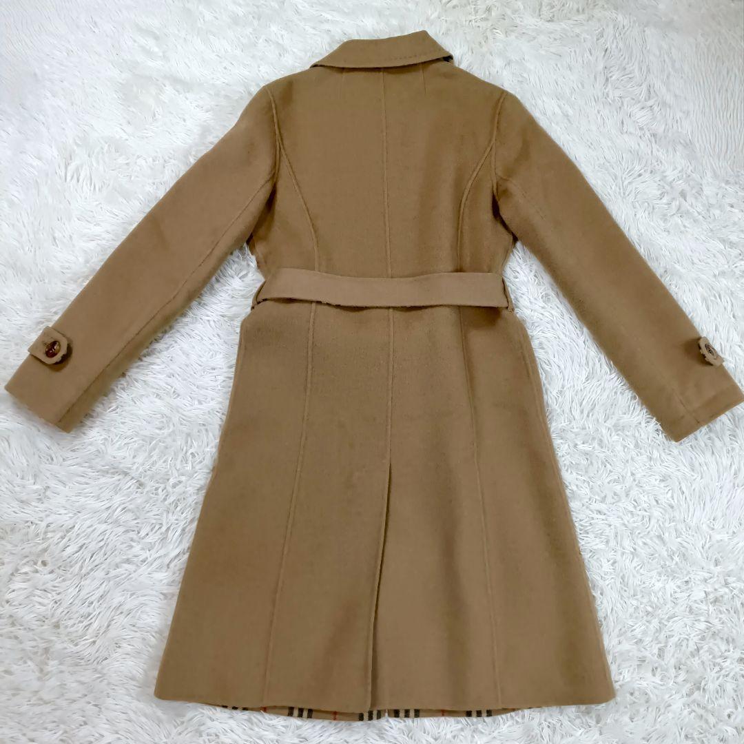 バーバリーロンドン　ロングコート　ノバチェック柄　ダブルフェイス　カシミヤ混