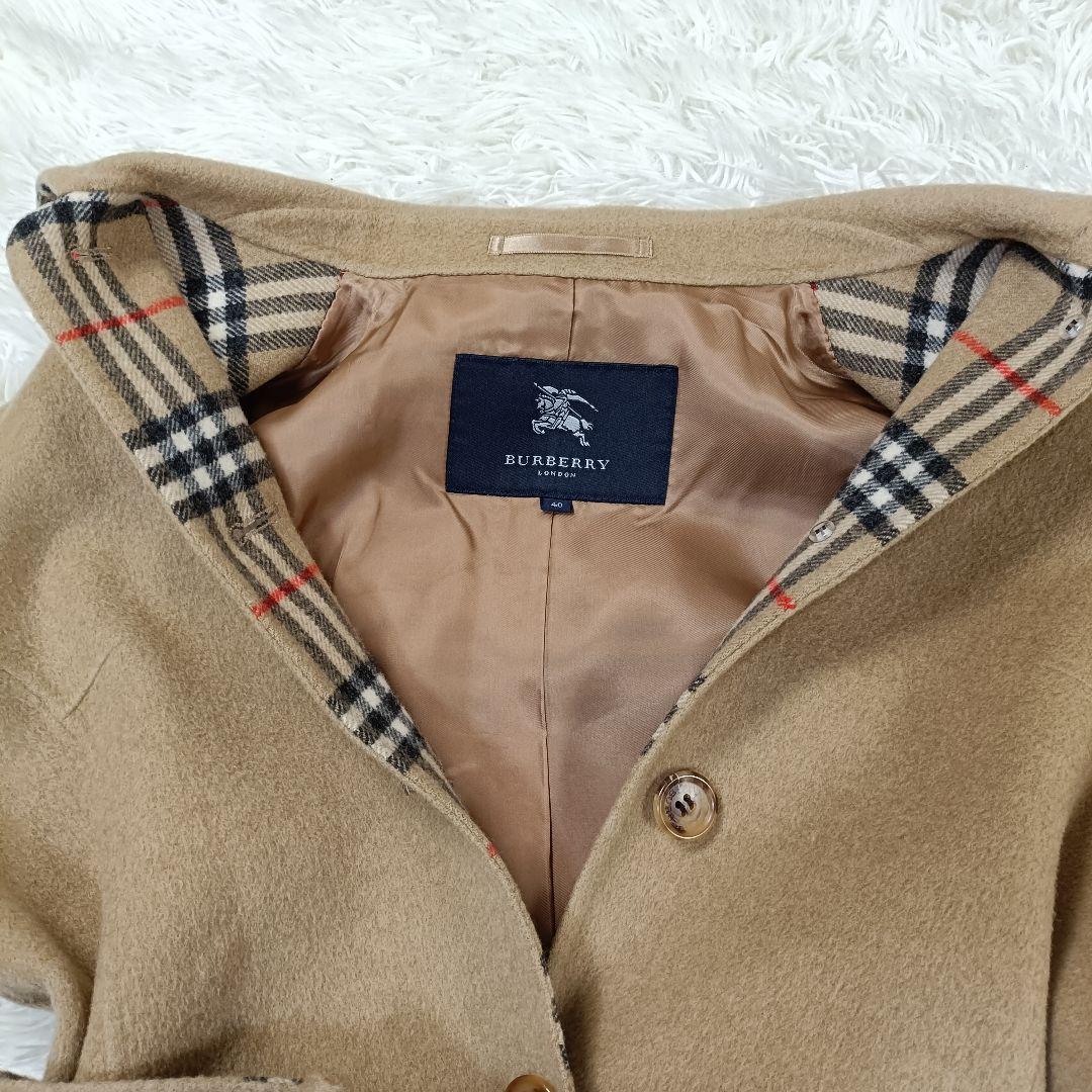 バーバリーロンドン　ロングコート　ノバチェック柄　ダブルフェイス　カシミヤ混