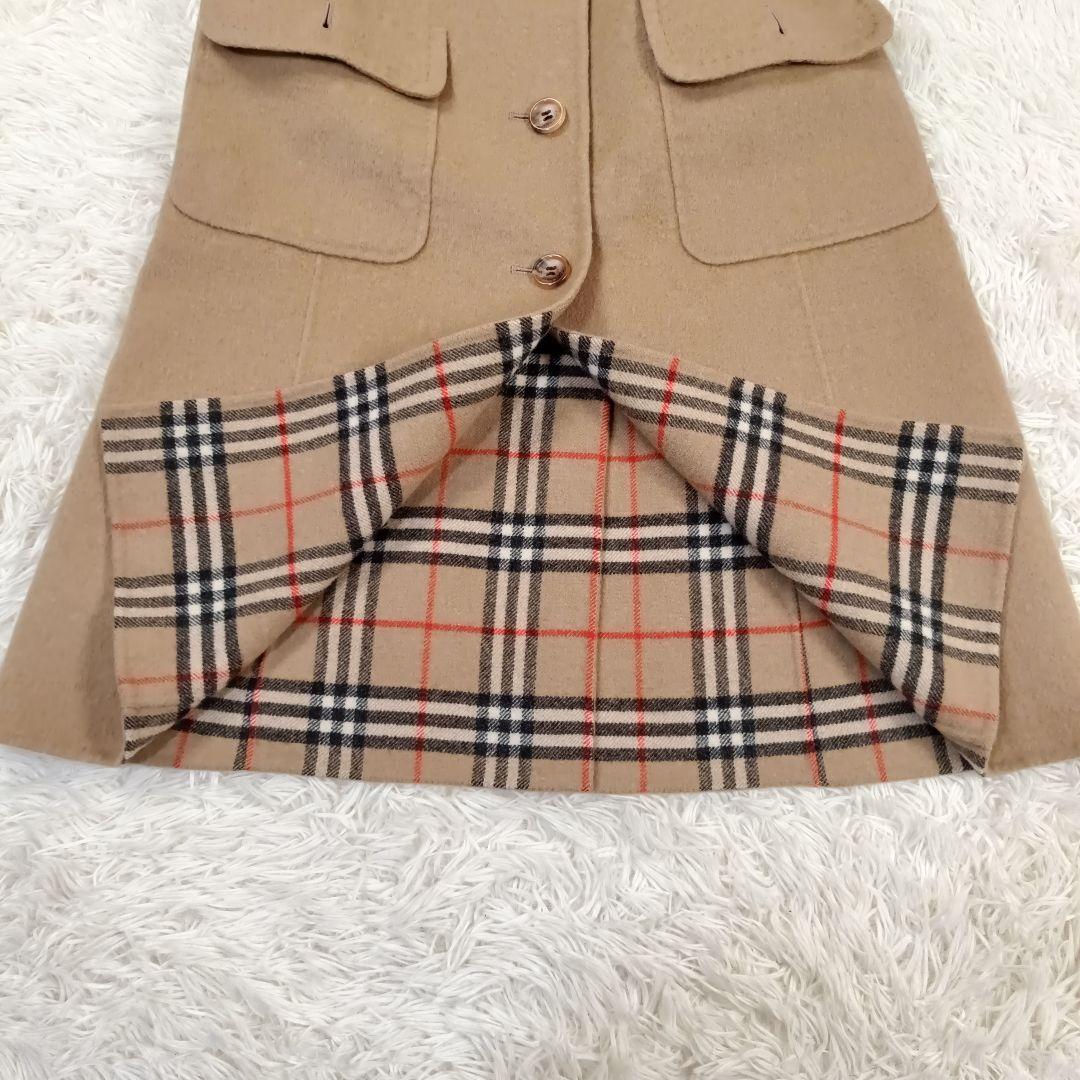 バーバリーロンドン　ロングコート　ノバチェック柄　ダブルフェイス　カシミヤ混