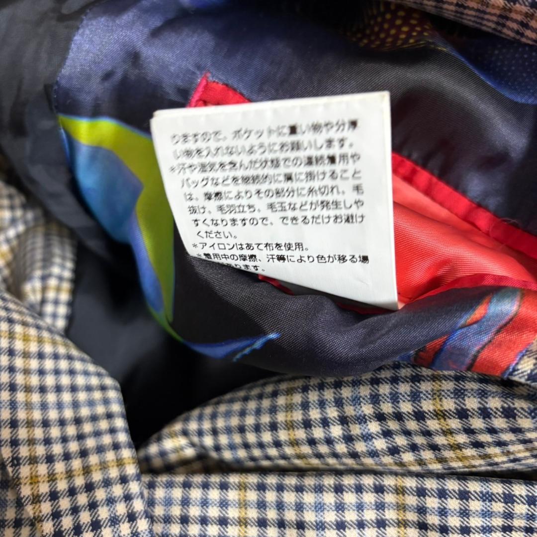 paulsmith 裏地熱帯魚柄 チェック　ダブルジャケット　背抜き　 M50