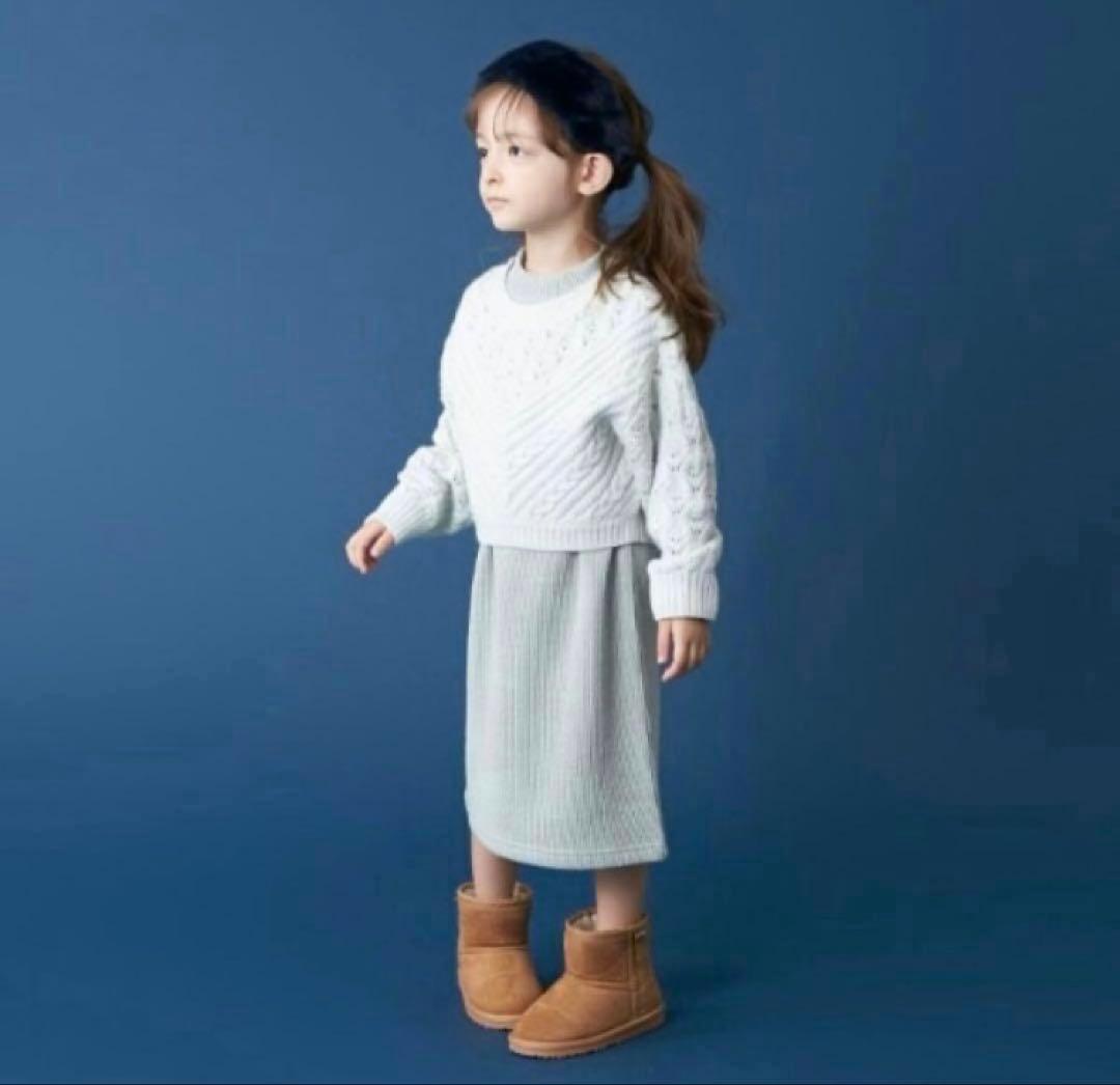 プティマインリアン　親子お揃い　親子リンクコーデ　ニットワンピース　ニットシャツ