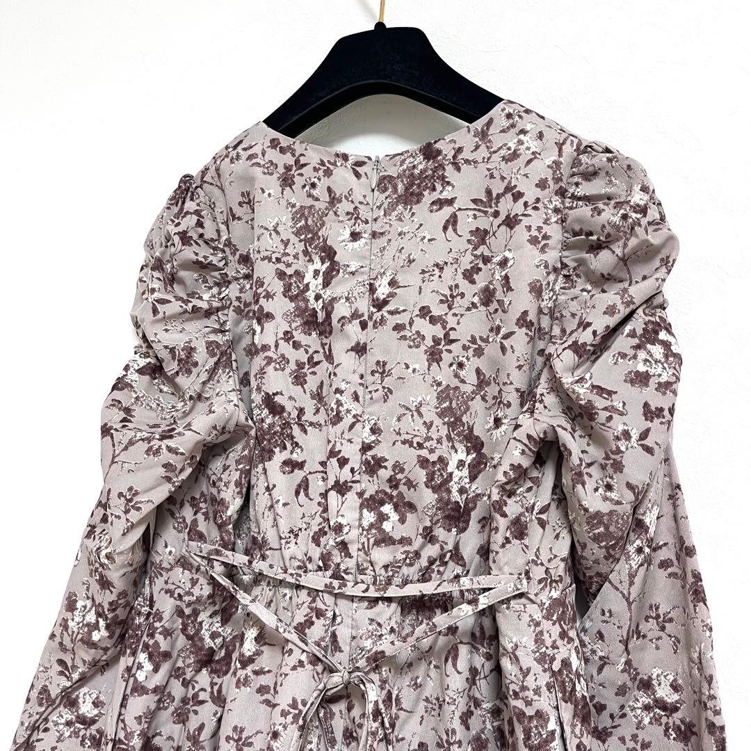 【新品タグ付】COHINA コヒナ フレアスリーブカシュクールフラワーワンピース