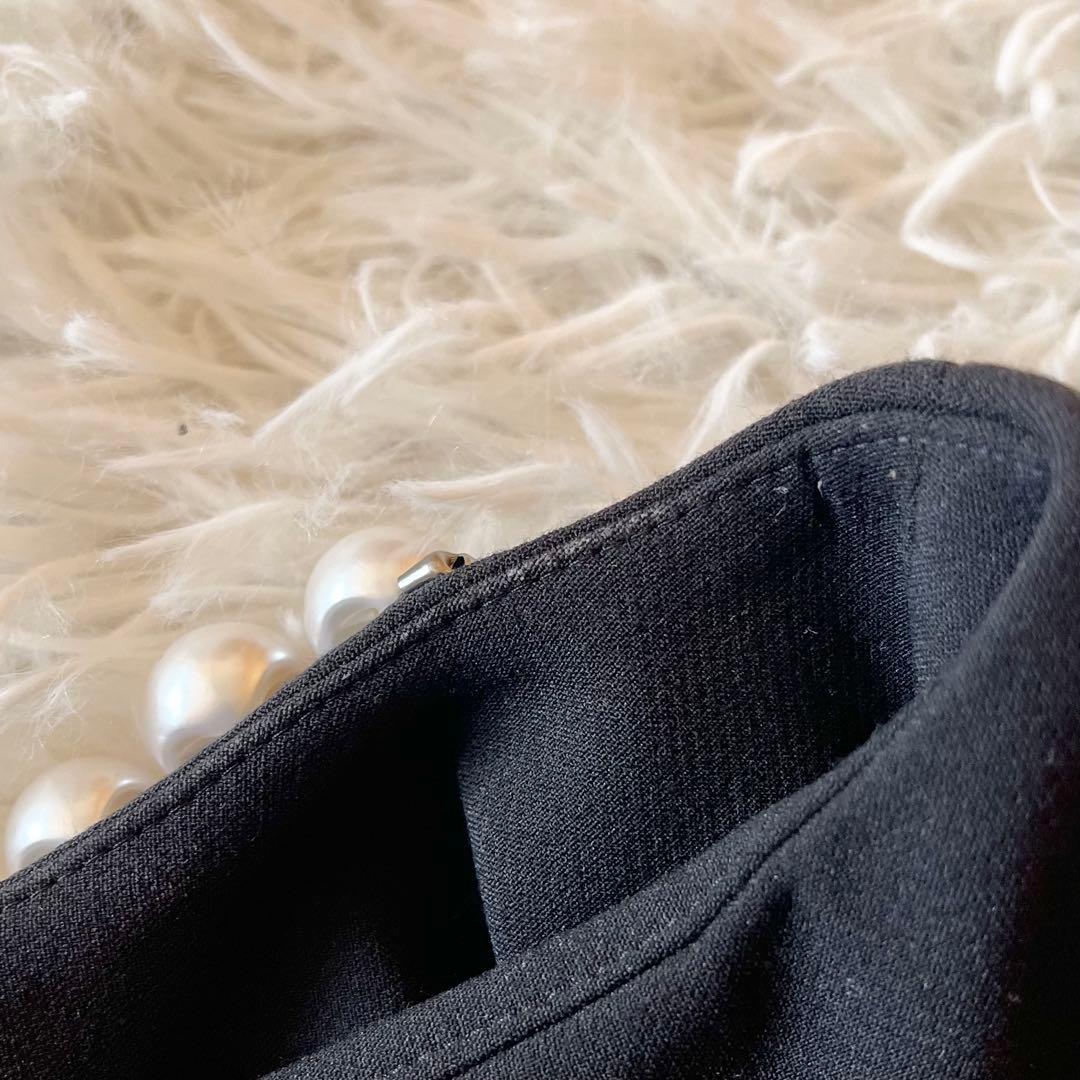 美品✨ ヨーコチャン パール付きドレス ロングスリーブ 近年 ブラック S