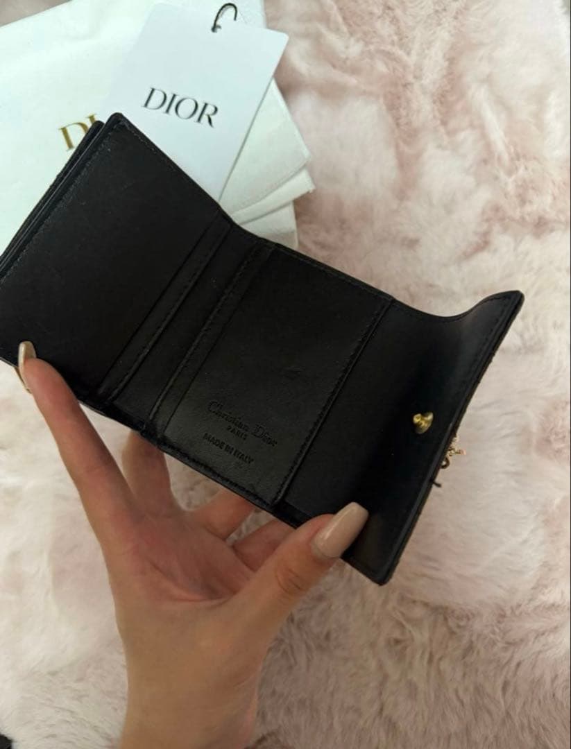 Dior 三つ折り財布 ブラック キルティング