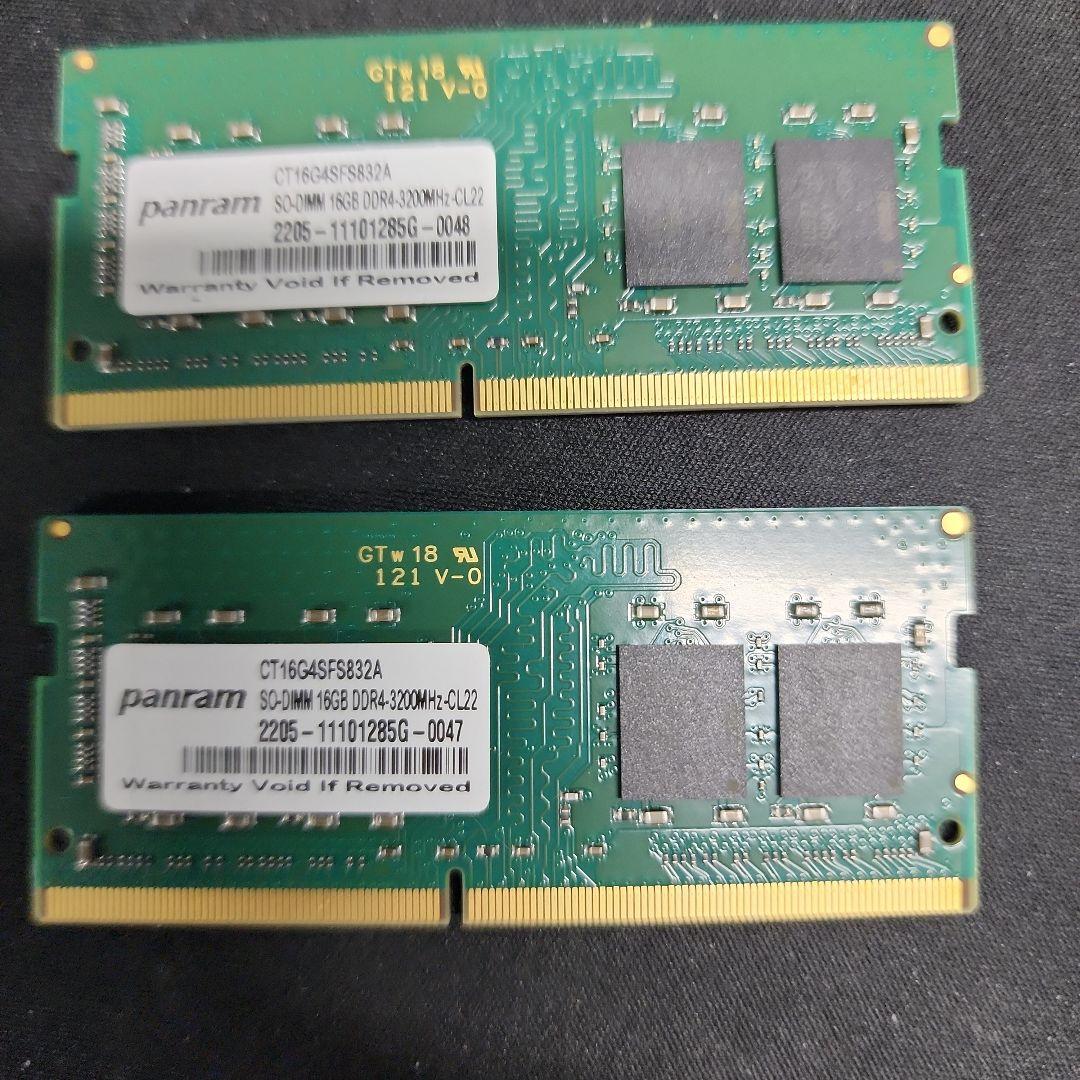 Crucial 16GB DDR4-3200 SODIMM メモリ ２枚セット