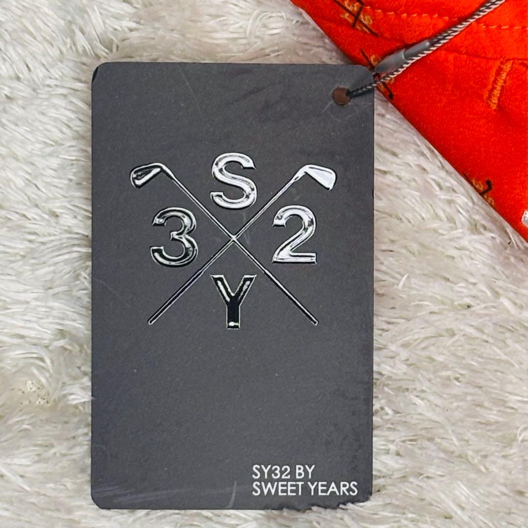 SY32 ゴルフウェア上下セット L オレンジ 総柄