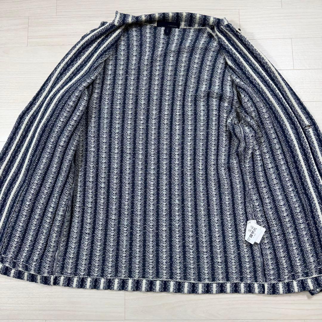 極美品 ラルディーニ ブートニエール付き ニットジャケット ワイドストライプ S