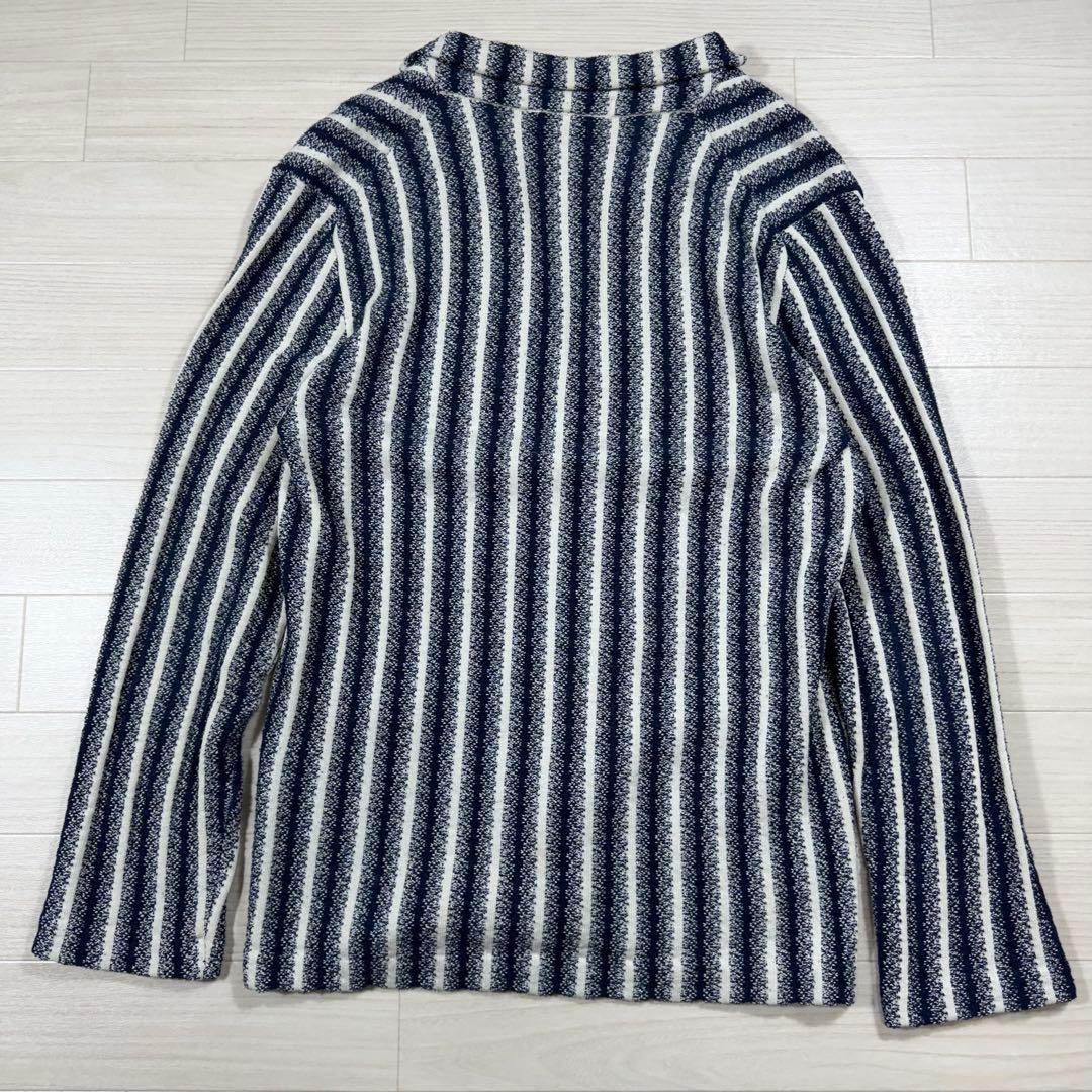 極美品 ラルディーニ ブートニエール付き ニットジャケット ワイドストライプ S