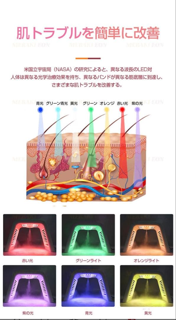 6色LED美顔器 ナノ噴霧機能付き